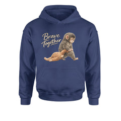 Punch Brave Together Stuffed Animal Youth-Sized Hoodie Navy Blue