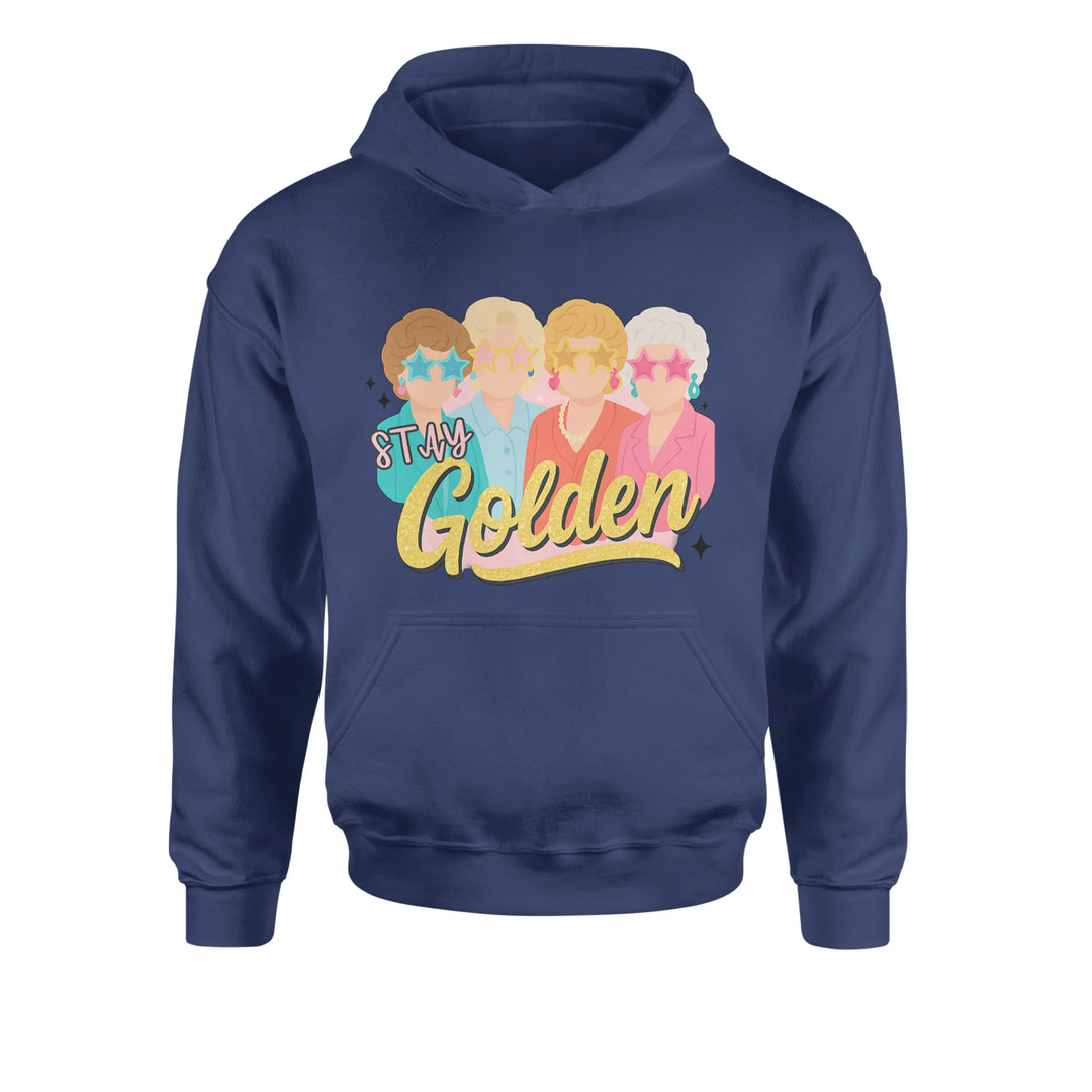 Stay Golden Girls Retro Youth-Sized Hoodie Navy Blue