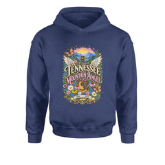 Tennessee Mountain Angel Wings Dolly Youth-Sized Hoodie Navy Blue