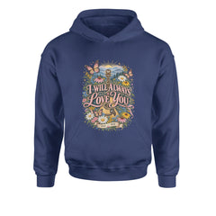I Will Always Love You Dolly Youth-Sized Hoodie Navy Blue