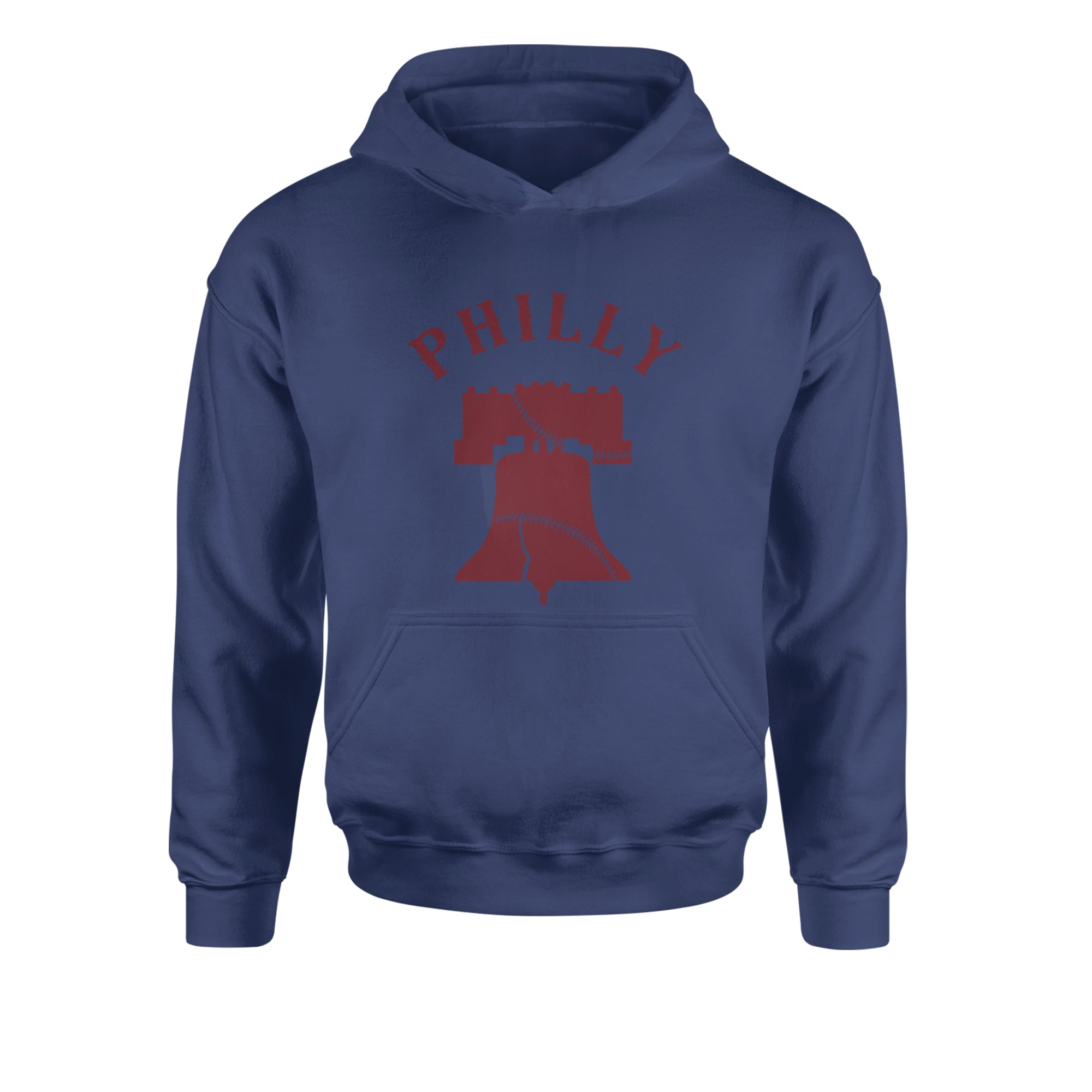 Philly Cracked Liberty Bell Youth-Sized Hoodie Navy Blue