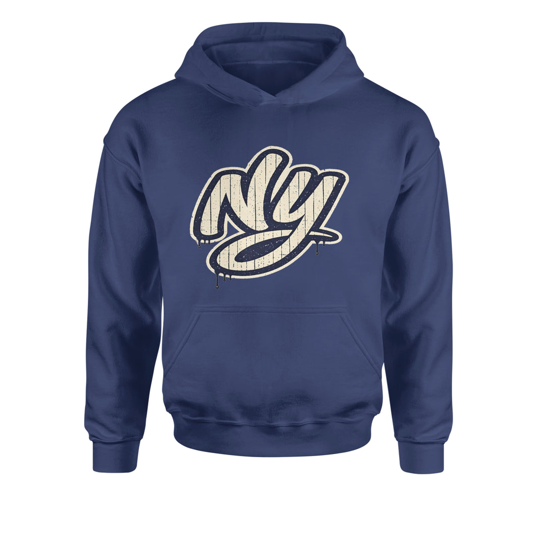 NYC New York City Grunge Street Youth-Sized Hoodie Navy Blue