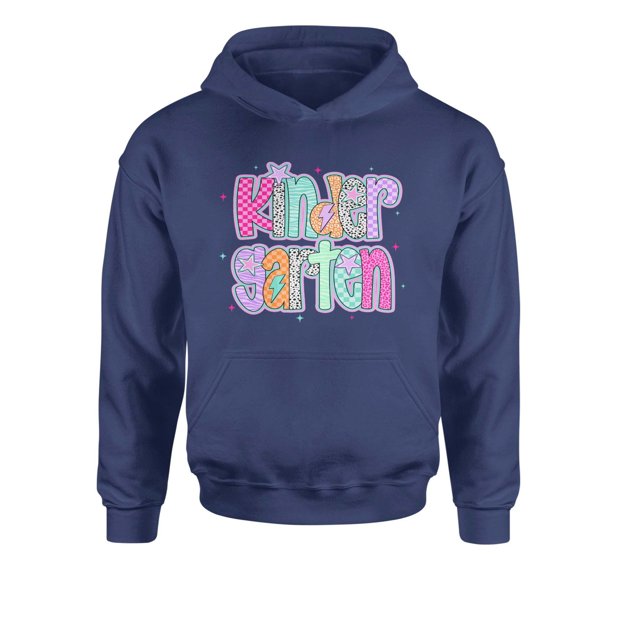 Kindergarten Cutie Colorful Back to School Youth-Sized Hoodie Navy Blue