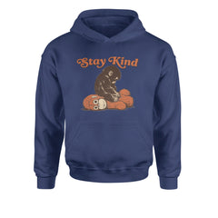 Punch Stay Kind Macaque Youth-Sized Hoodie Navy Blue