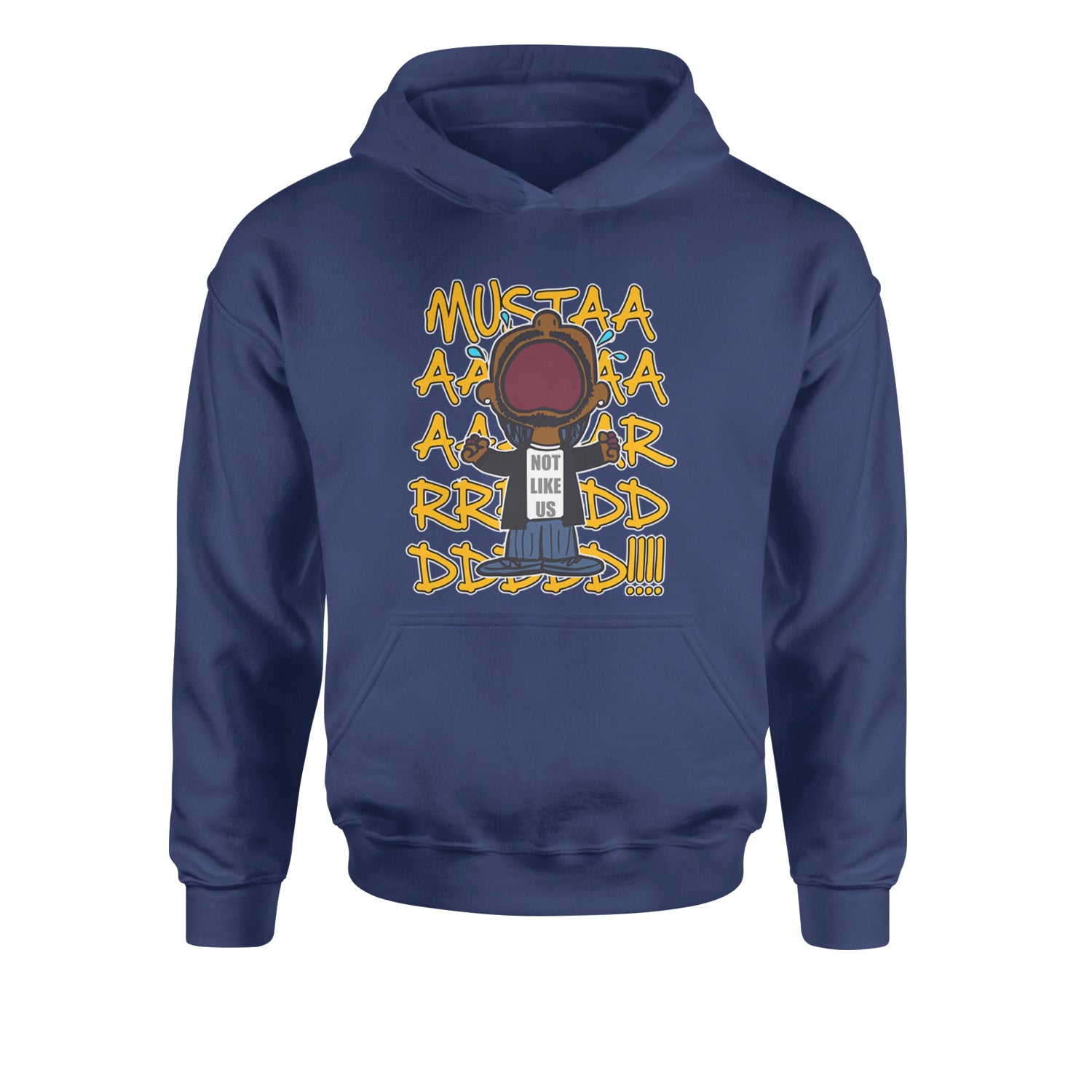 MUSTARD! Not Like Us Tv Off Youth-Sized Hoodie Navy Blue