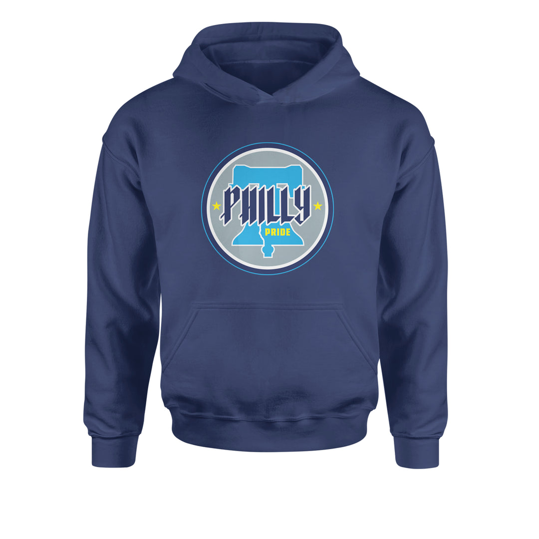 Philly Pride Liberty Bell Youth-Sized Hoodie Navy Blue