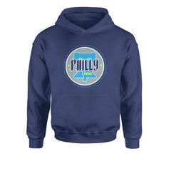Philly Pride Liberty Bell Youth-Sized Hoodie Navy Blue