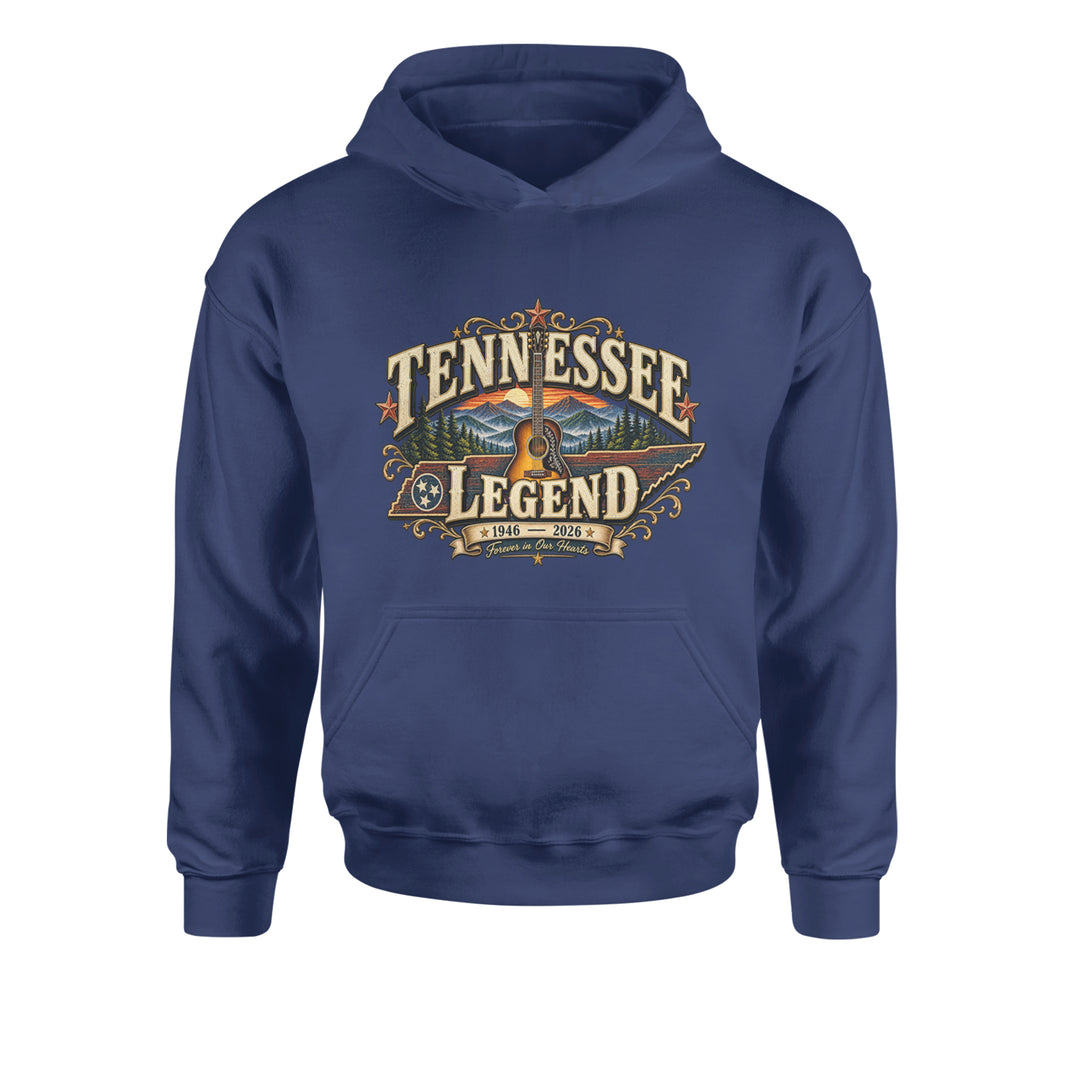 Tennessee Legend Country Music Dolly Youth-Sized Hoodie Navy Blue