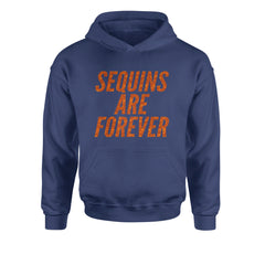 Sequins Are Forever Retro Glam Youth-Sized Hoodie Navy Blue