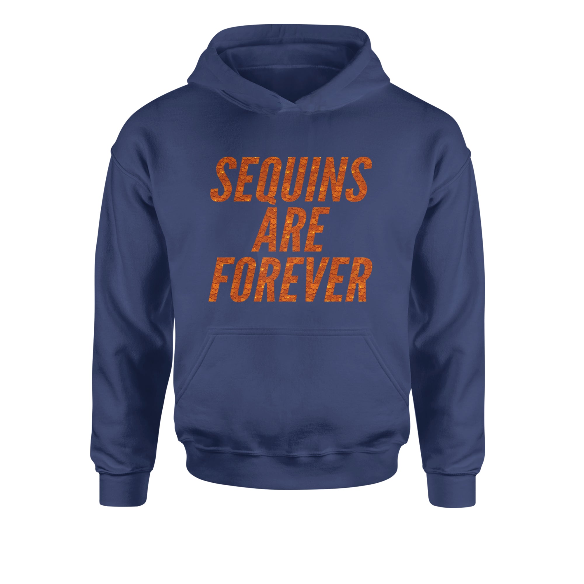 Sequins Are Forever Retro Glam Youth-Sized Hoodie Navy Blue