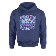 Six Seven 67 Retro Pixel Buddies Youth-Sized Hoodie Navy Blue