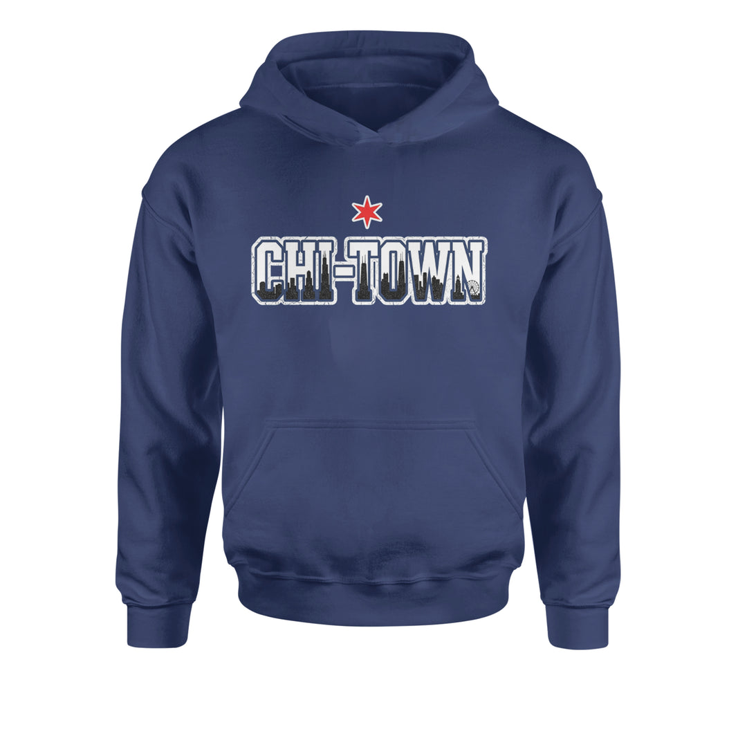 Chicago Chi-Town City Pride Youth-Sized Hoodie Navy Blue