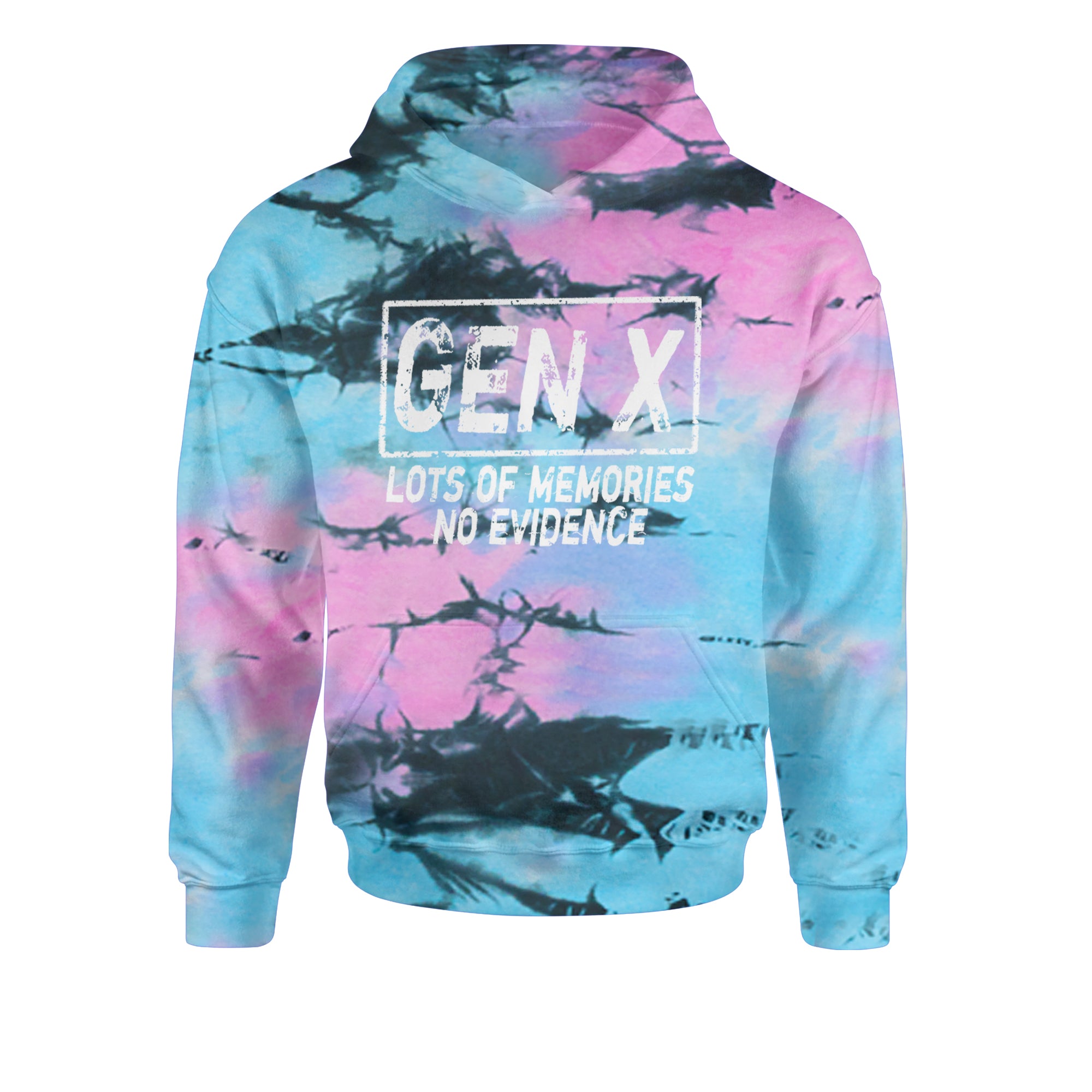 Gen X Lots of Memories No Evidence Nostalgia Youth-Sized Hoodie Tie-Dye Pacific