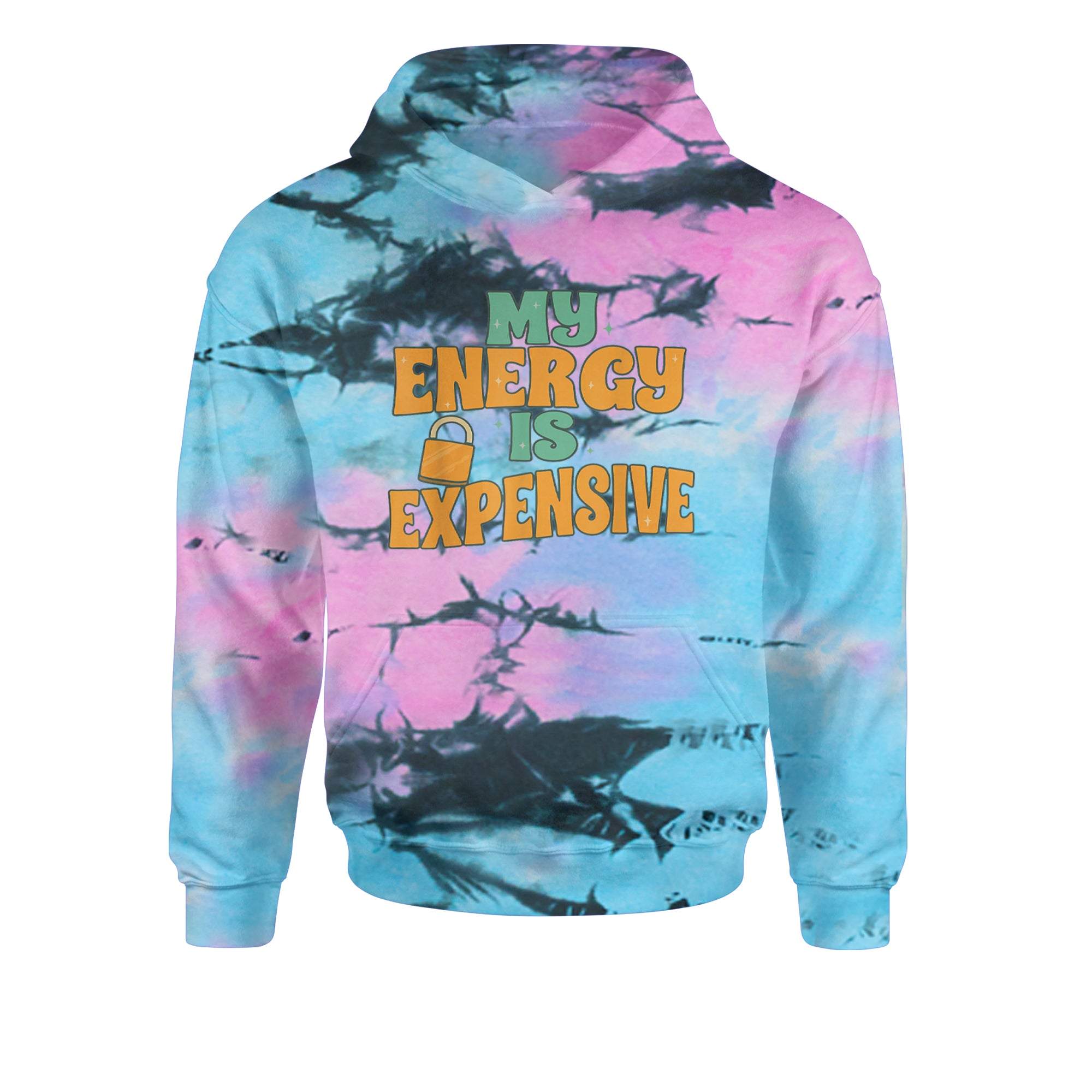 My Energy Is Expensive Self-Care Youth-Sized Hoodie Tie-Dye Pacific