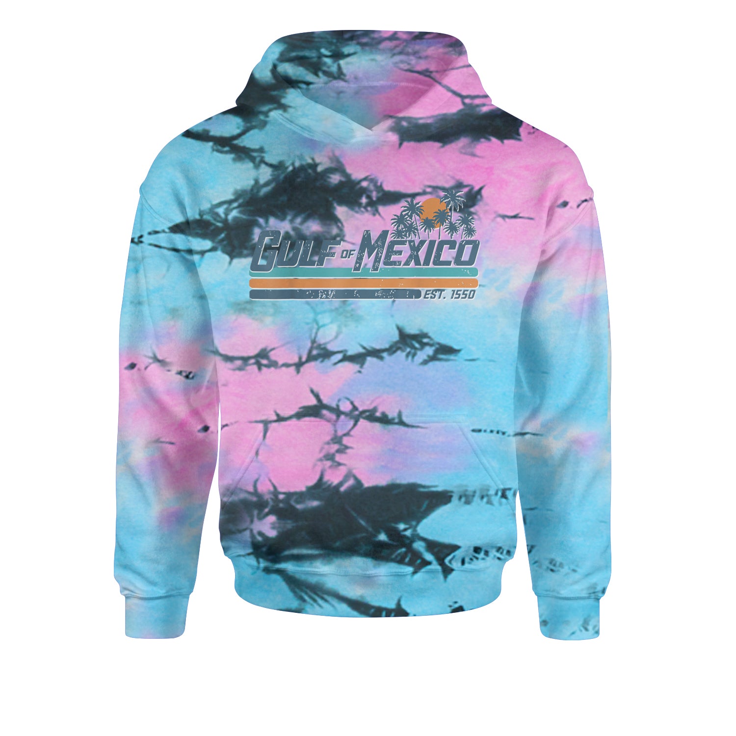 Gulf Of Mexico Established Year 1550 Youth-Sized Hoodie Tie-Dye Pacific