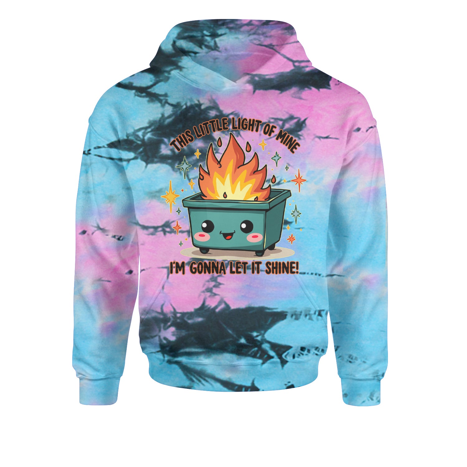 This Little Light of Mine Dumpster Fire Smile FaceYouth-Sized Hoodie Tie-Dye Pacific