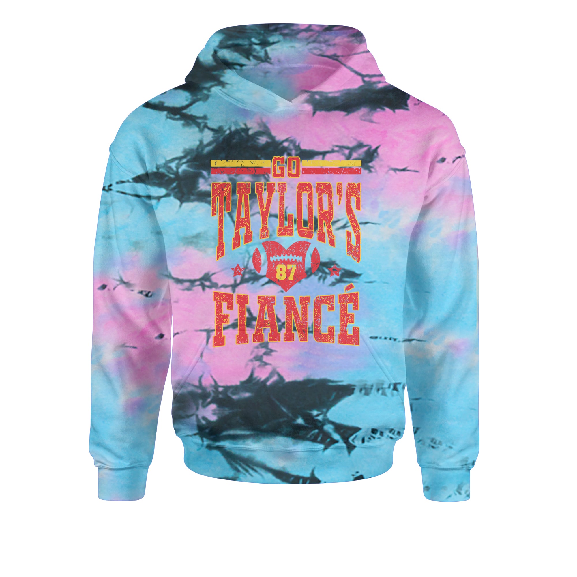 Go Taylor's Fiancé Engagement Game Day Youth-Sized Hoodie Tie-Dye Pacific