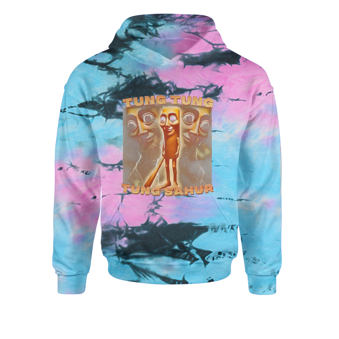 Tung Tung Tung Sahur Enforcer Youth-Sized Hoodie Tie-Dye Pacific