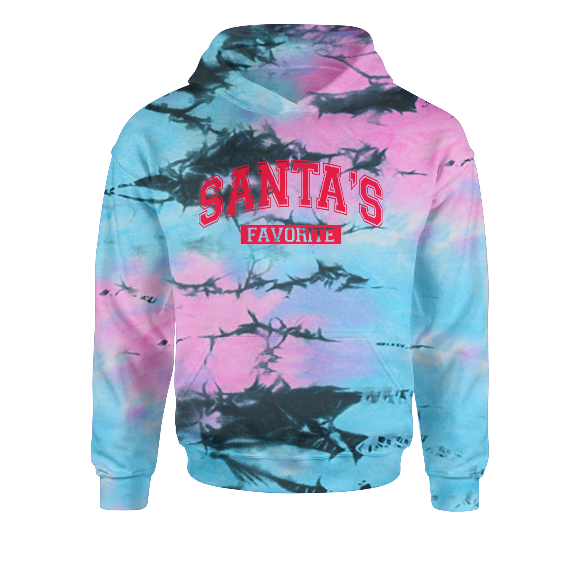 Santa's Favorite Youth-Sized Hoodie Tie-Dye Pacific