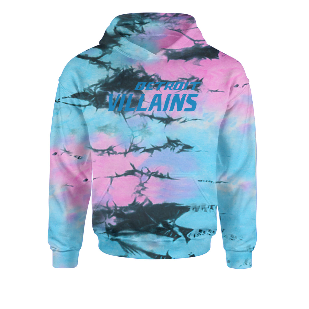 Detroit Villains Grit Football Youth-Sized Hoodie Tie-Dye Pacific