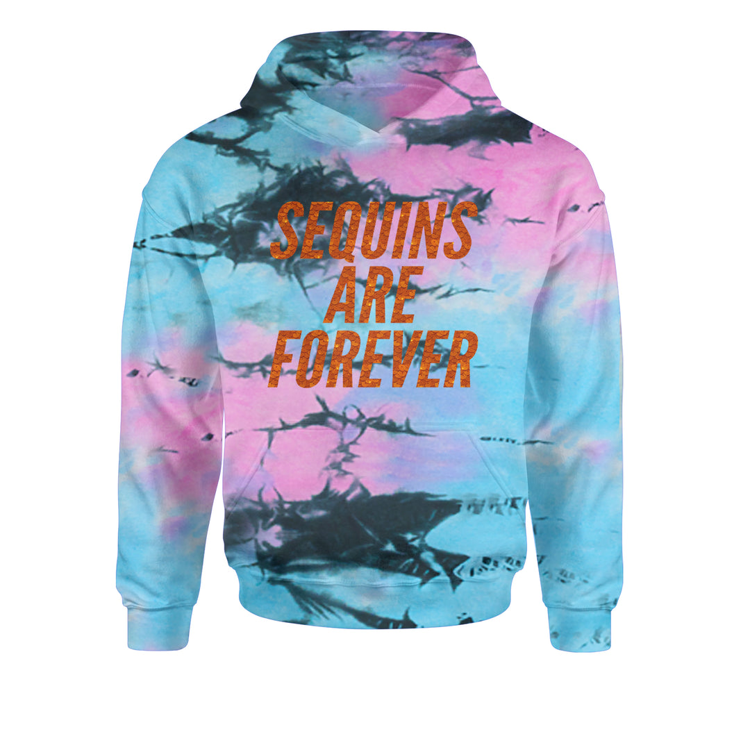 Sequins Are Forever Retro Glam Youth-Sized Hoodie Tie-Dye Pacific