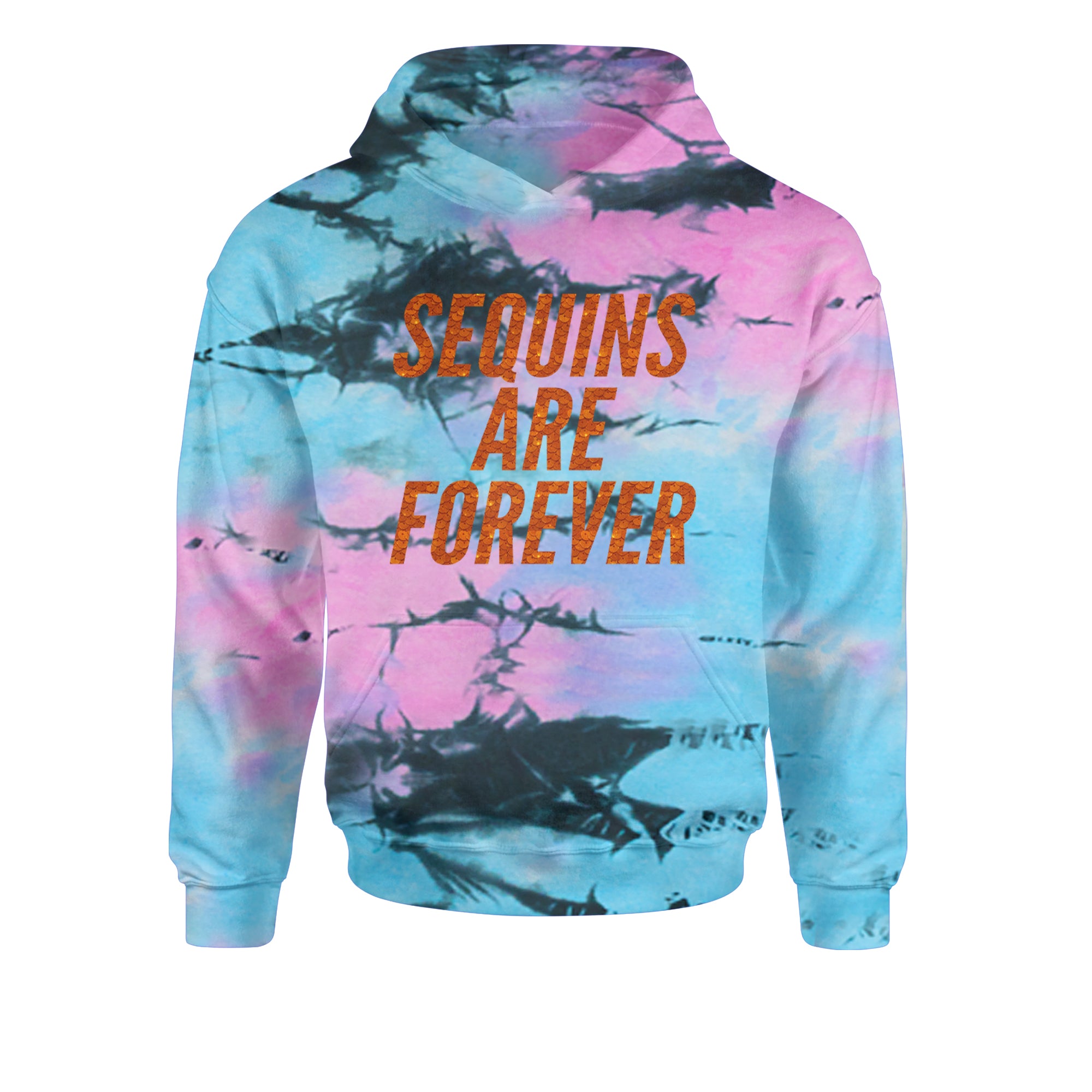Sequins Are Forever Retro Glam Youth-Sized Hoodie Tie-Dye Pacific