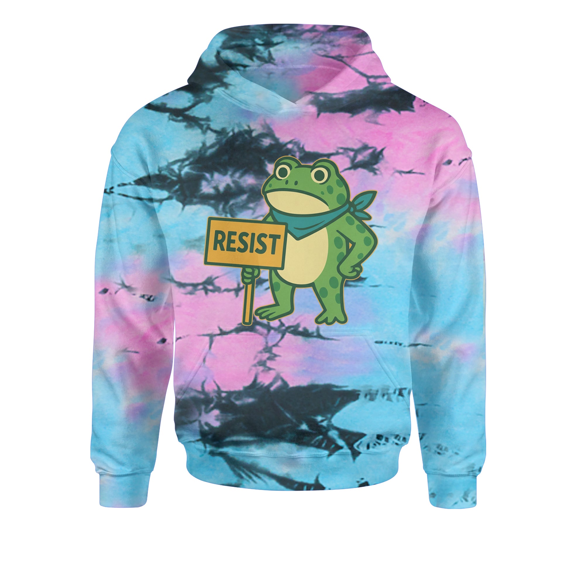 Sign Resist Meme Frog Protest Youth-Sized Hoodie Tie-Dye Pacific