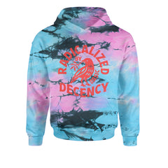 Radicalized by Basic Decency Dove Protest Statement Youth-Sized Hoodie Tie-Dye Pacific