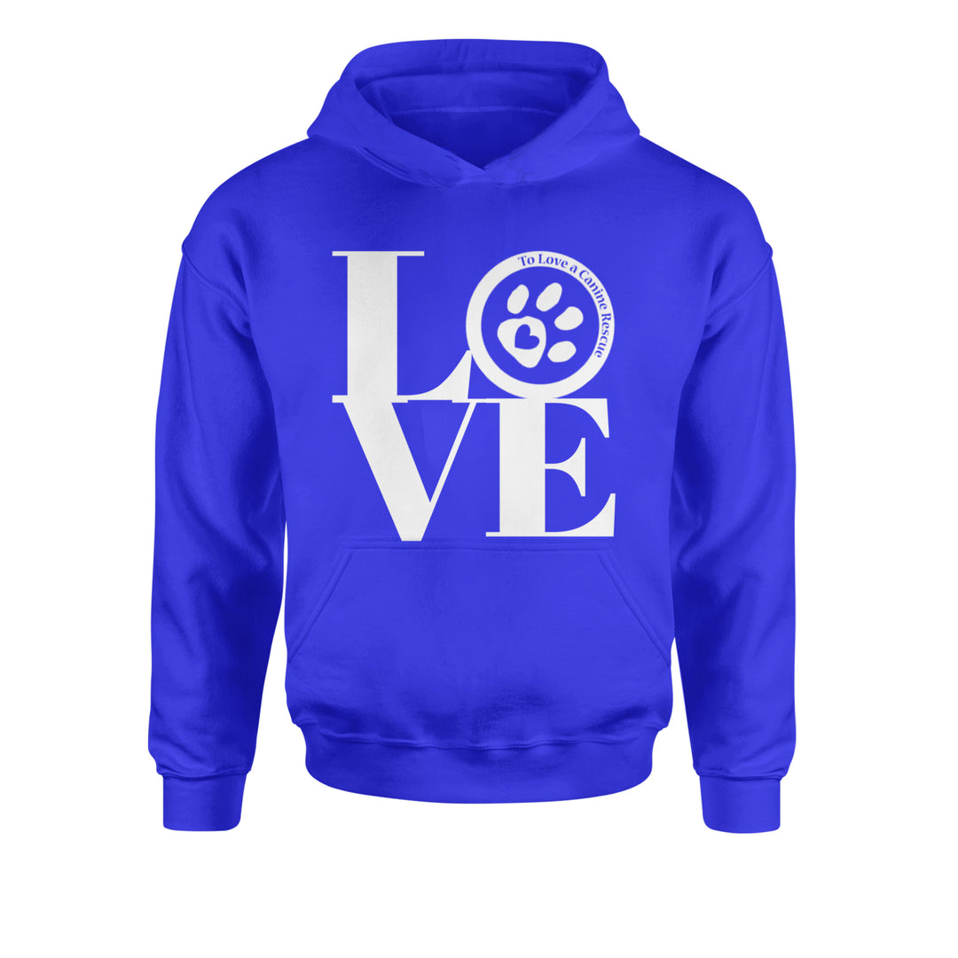 TLC LOVE Dog Rescue Youth-Sized Hoodie Royal Blue