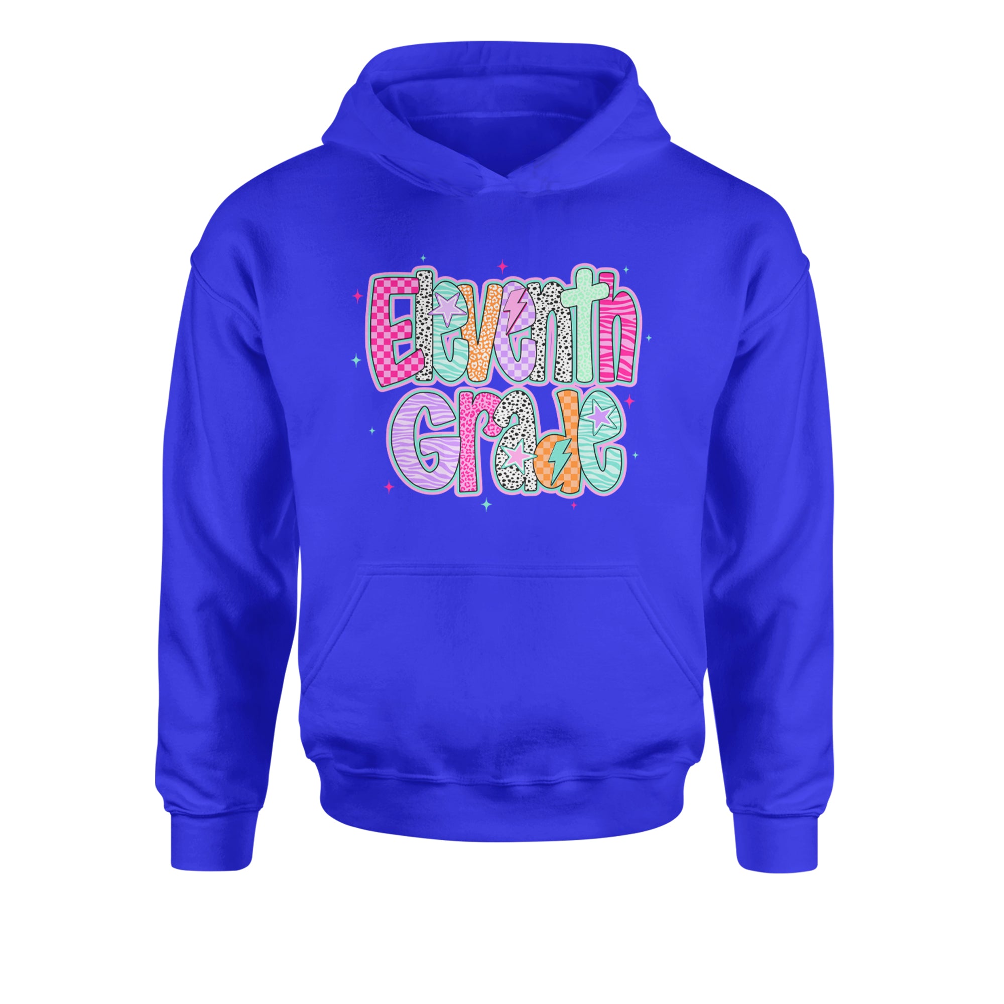 Eleventh Grade Extra Colorful Back to School Youth-Sized Hoodie Royal Blue