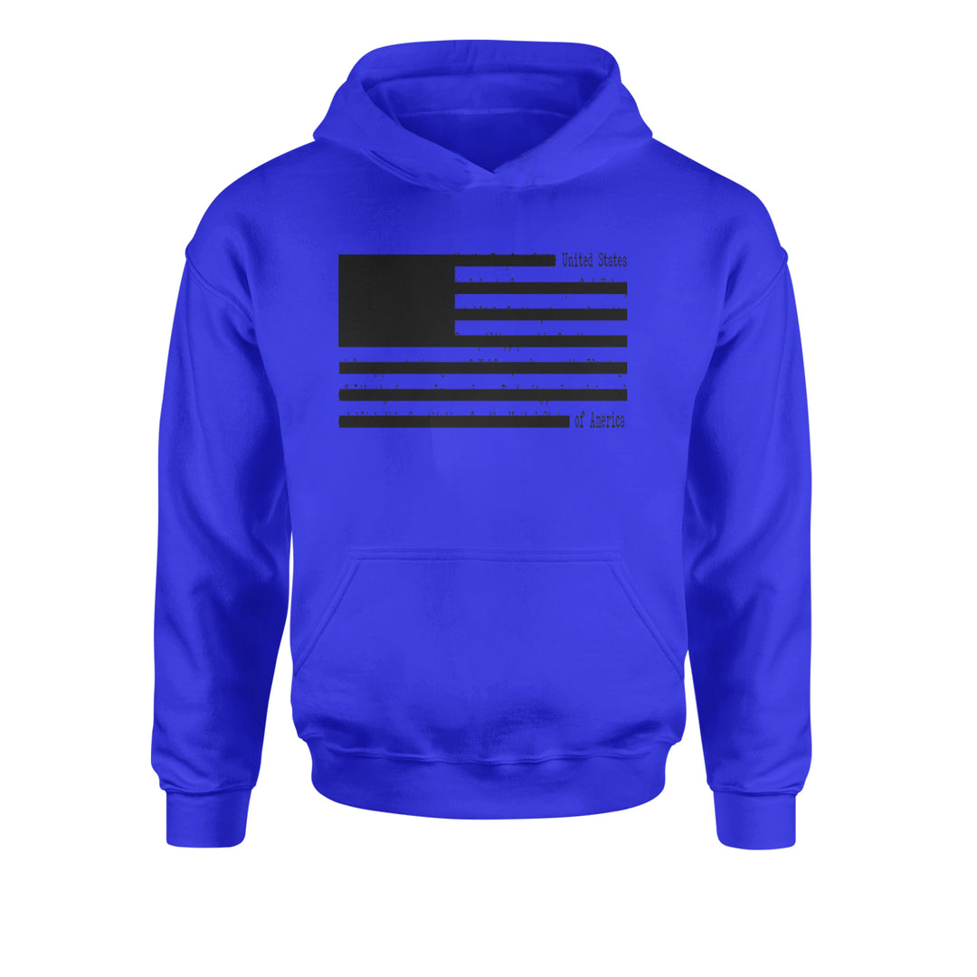Redacted American Flag Youth-Sized Hoodie Royal Blue