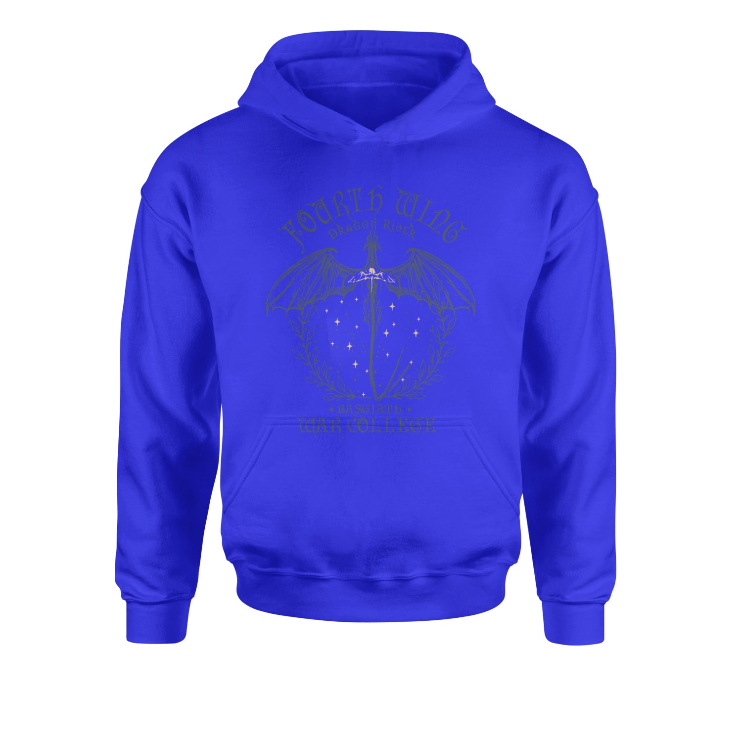 Fourth Wing Dragon Rider Vintage Basgiath War College Youth-Sized Hoodie Royal Blue