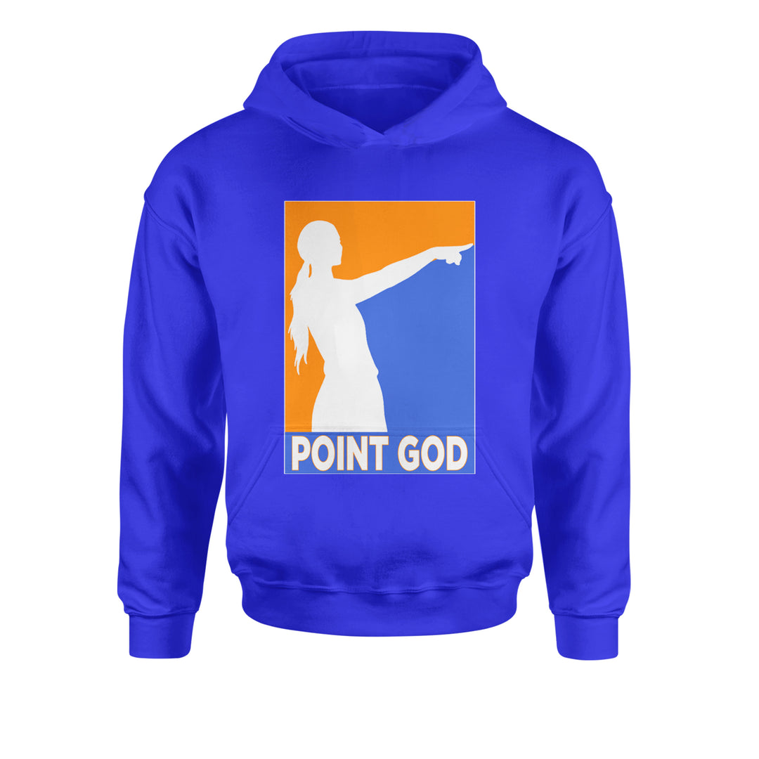 Point God Cunningham Basketball Pointing Meme  Youth-Sized Hoodie Royal Blue