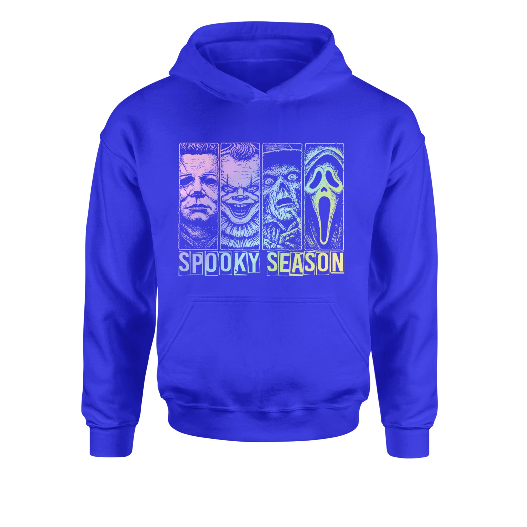 Spooky Season Horror Icons Halloween Youth-Sized Hoodie Royal Blue
