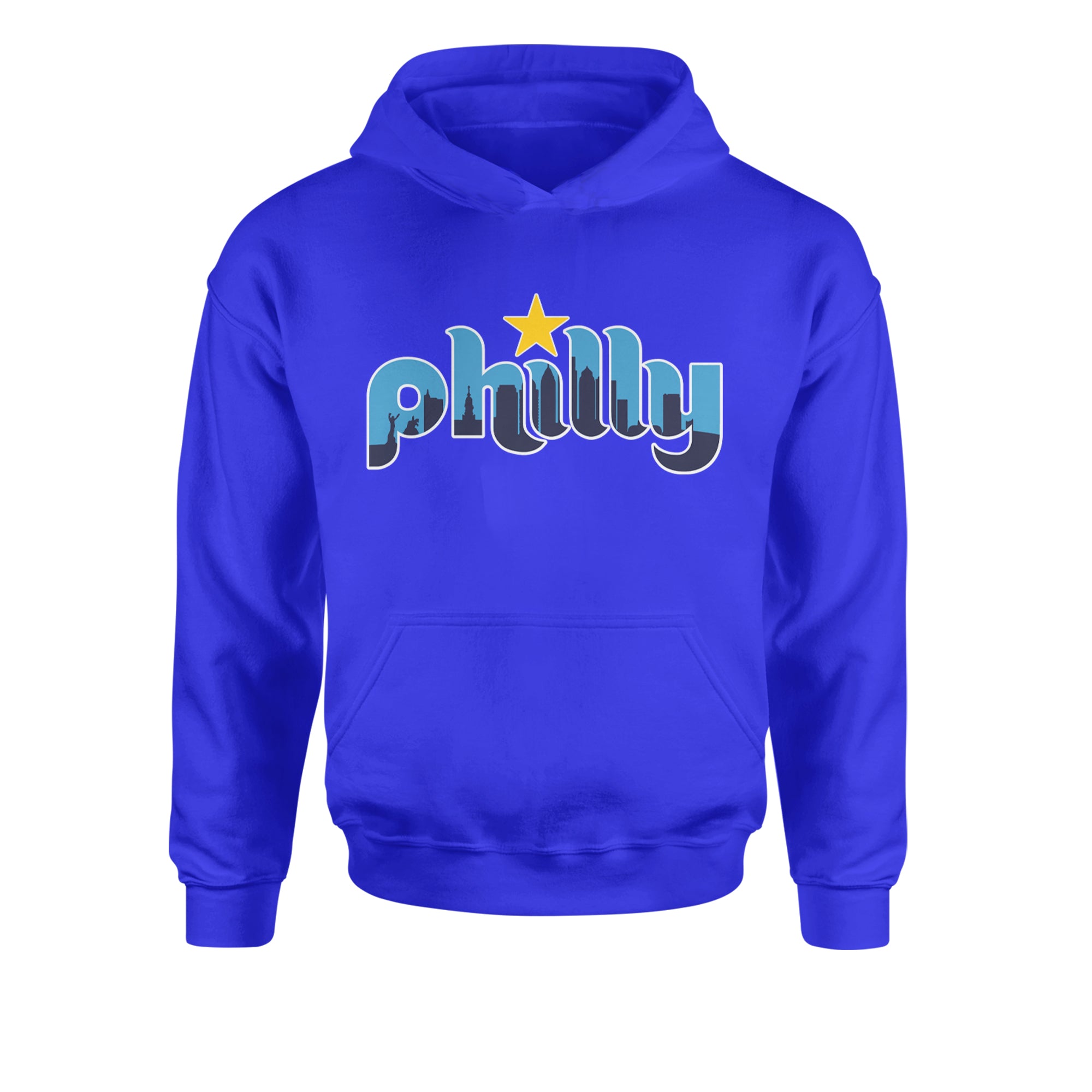 Skyline Philly Philadelphia Youth-Sized Hoodie Royal Blue