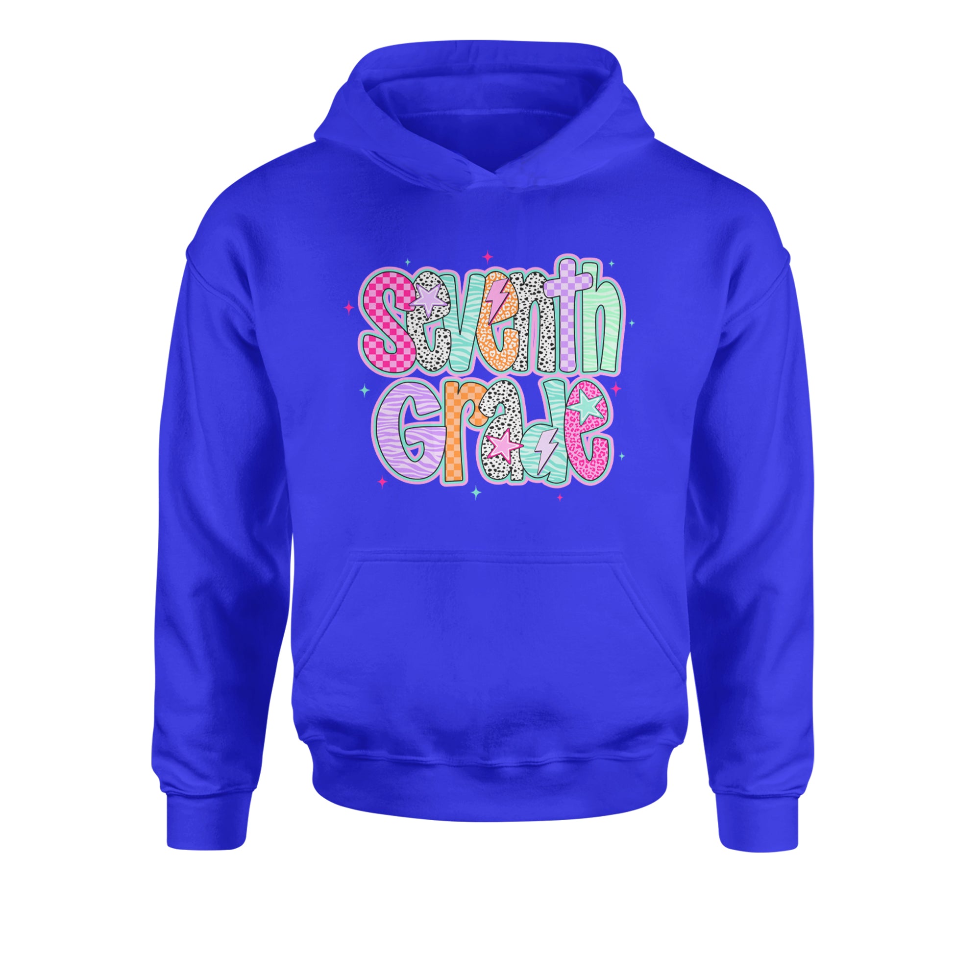 Seventh Grade Swagger Colorful Back to School Youth-Sized Hoodie Royal Blue