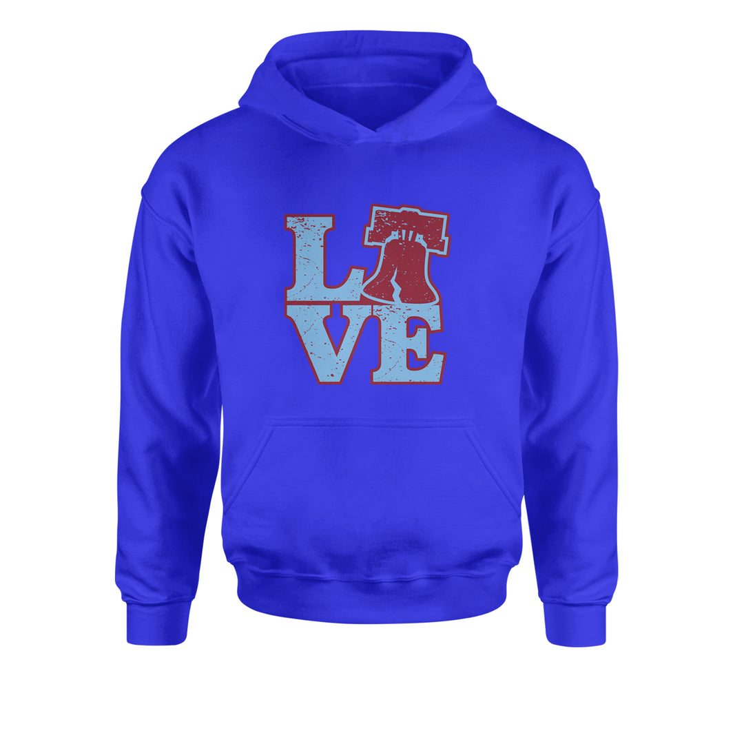 Love Philly Liberty Bell Youth-Sized Hoodie Royal Blue