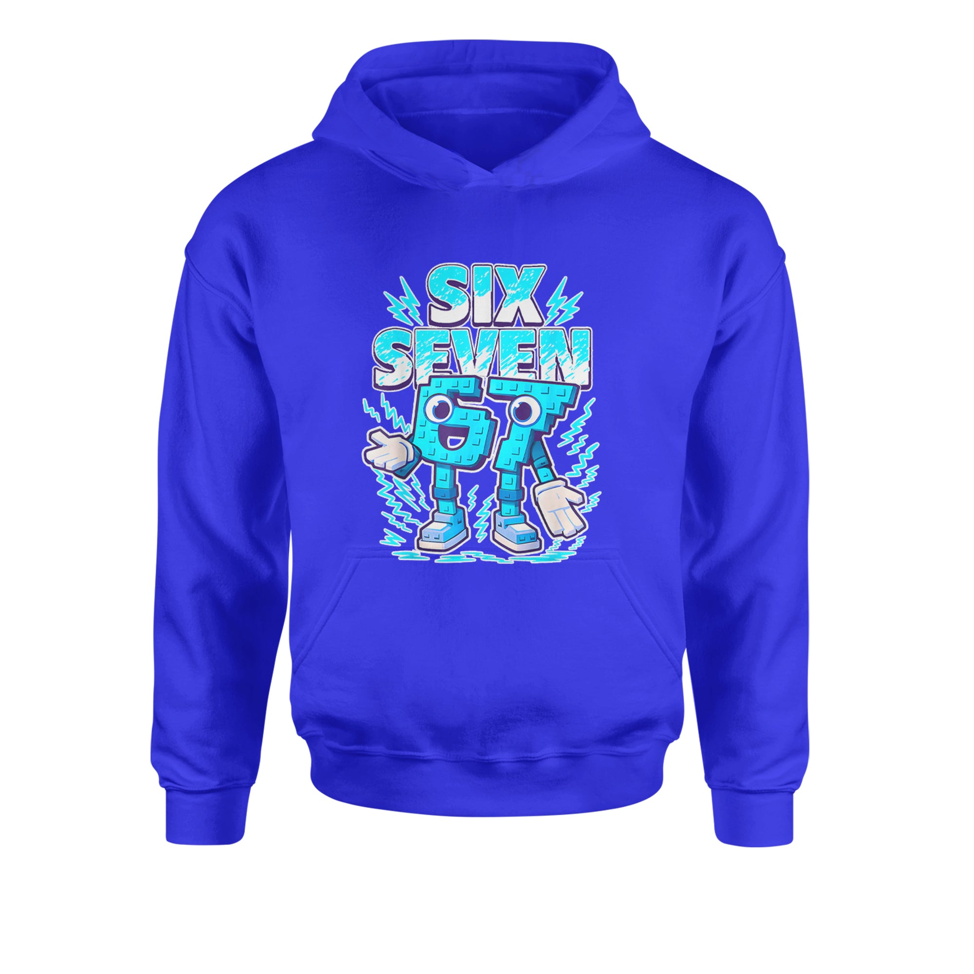 67 Brainrot Meme Slang Youth-Sized Hoodie Royal Blue