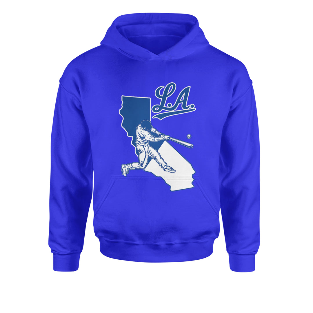 Los Angeles Baseball Batter Up Youth-Sized Hoodie Royal Blue