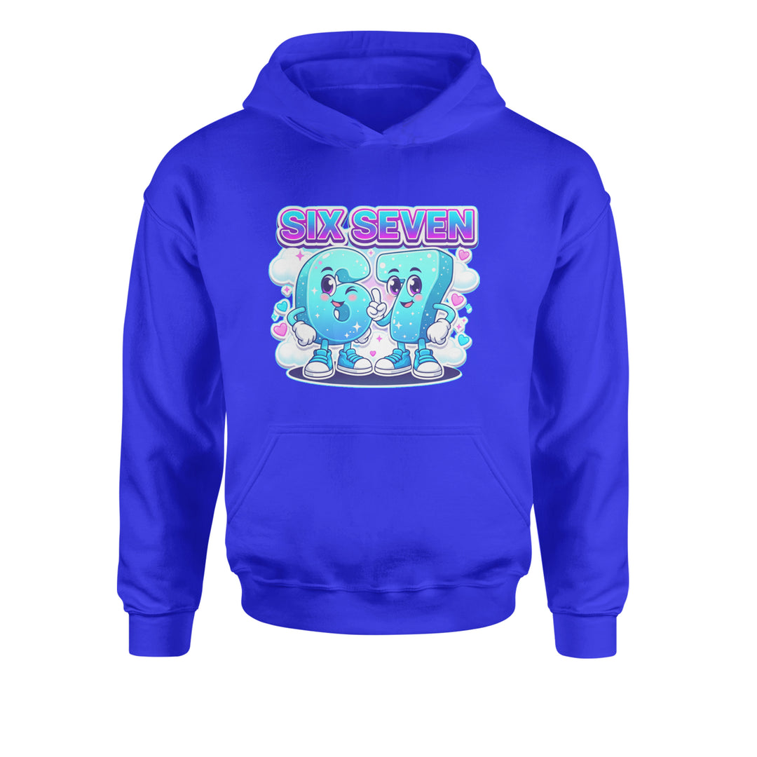 67 Six Seven Meme Kawaii Cloud Youth-Sized Hoodie Royal Blue