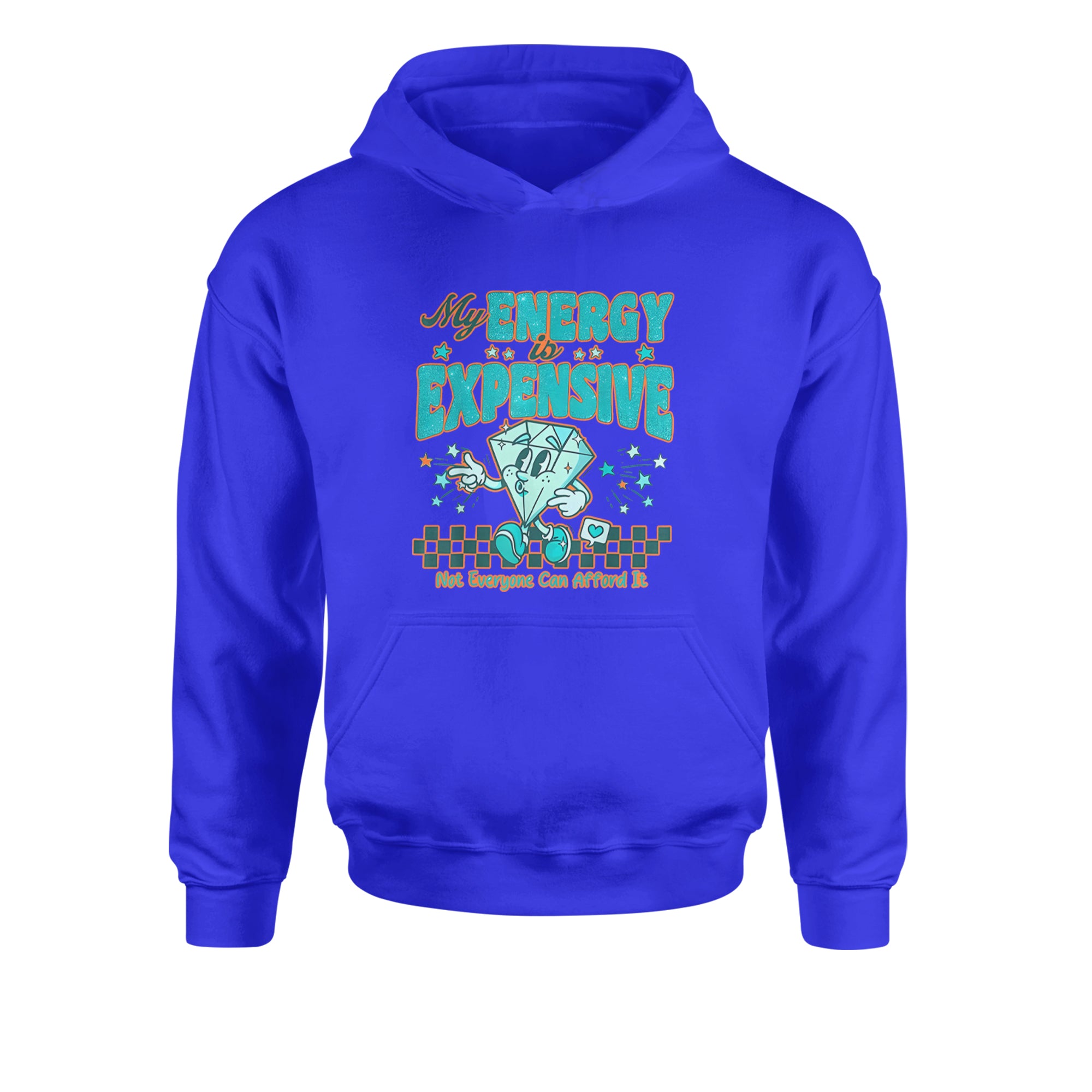 Diamond My Energy Is Expensive Youth-Sized Hoodie Royal Blue
