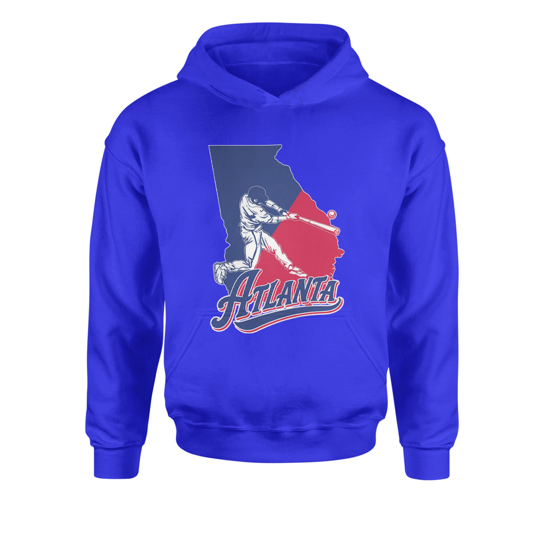 Atlanta Georgia Batter Up Youth-Sized Hoodie Royal Blue