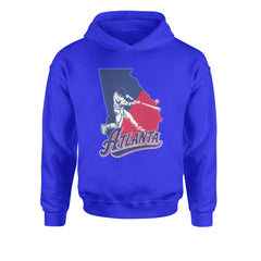 Atlanta Georgia Batter Up Youth-Sized Hoodie Royal Blue