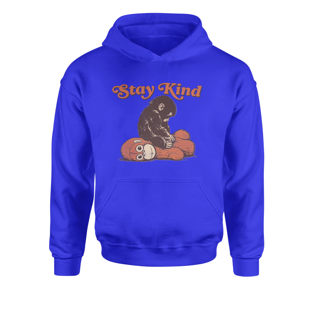Punch Stay Kind Macaque Youth-Sized Hoodie Royal Blue