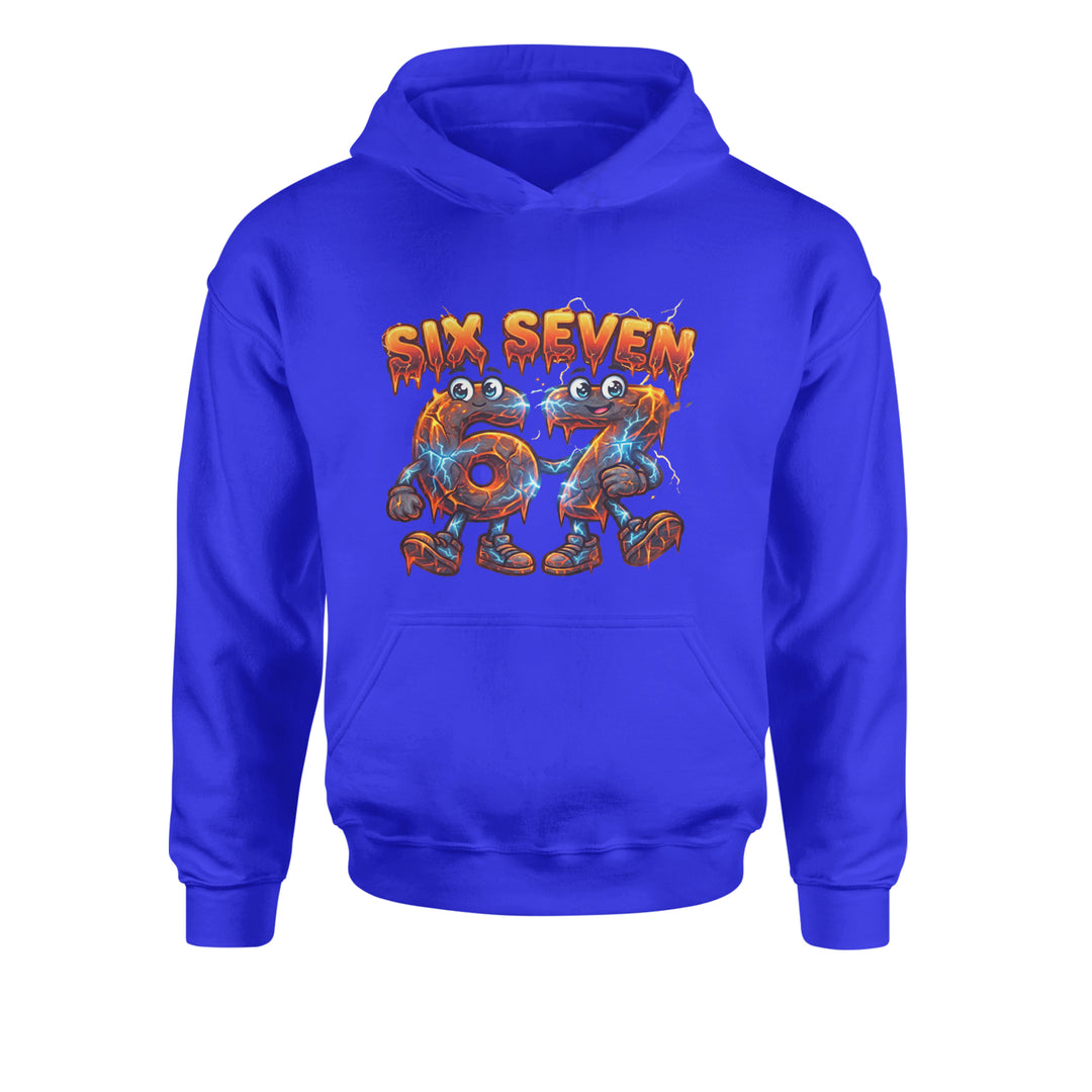67 Lava Lightning Six Seven Meme Youth-Sized Hoodie Royal Blue
