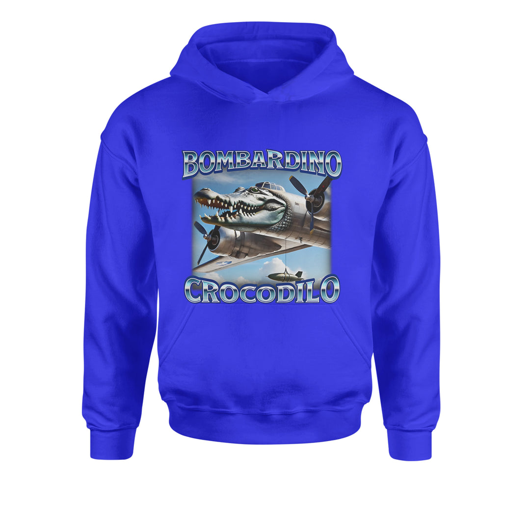 Bombardino Crocodilo Brainrot Youth-Sized Hoodie Royal Blue