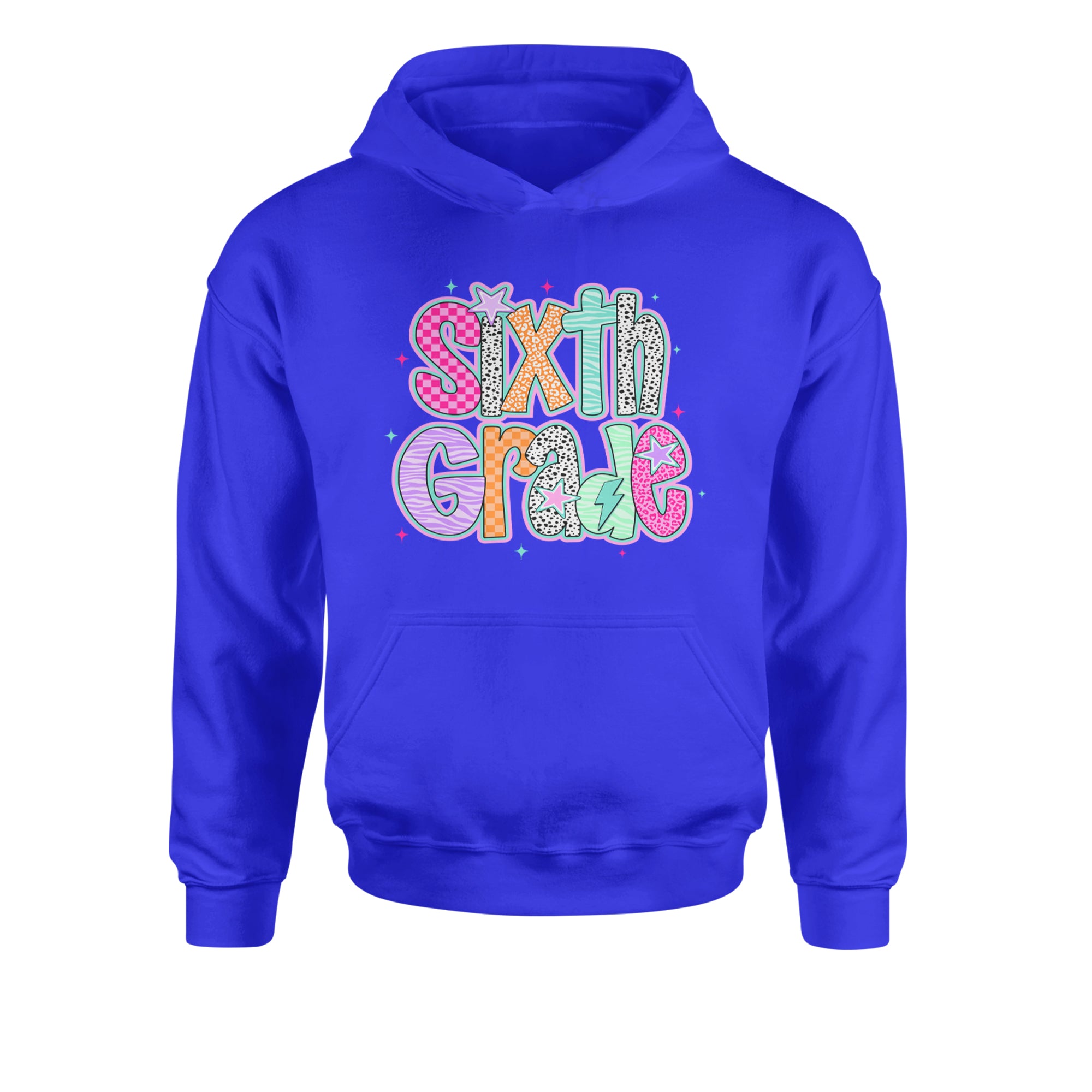 Sixth Grade Colorful Back to School Youth-Sized Hoodie Royal Blue