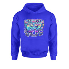 Six Seven 67 Retro Pixel Buddies Youth-Sized Hoodie Royal Blue