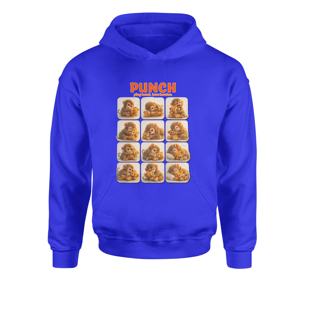 Punch Play Hard Love Harder Youth-Sized Hoodie Royal Blue