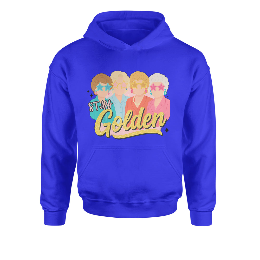 Stay Golden Girls Retro Youth-Sized Hoodie Royal Blue